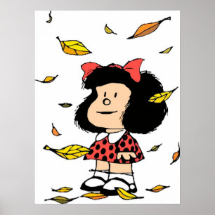 Affiche Mafalda feuilles d'automne Quino Comic argentino