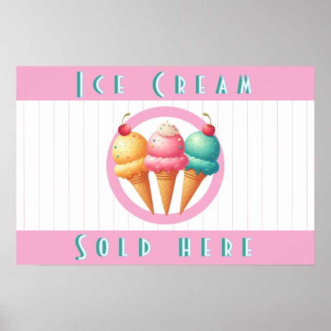 Affiche Magasin de glaces coloré (Devant)