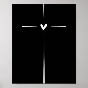 Affiche Magasin de Noël Uni Moderne Cœur Noir Religieux