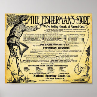 Affiche Magasin De Pêche vintage Et Imprimé