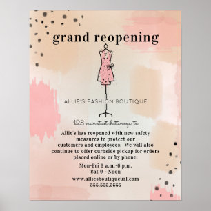 Affiche Magasin de vêtements réouverture Abstrait Blush