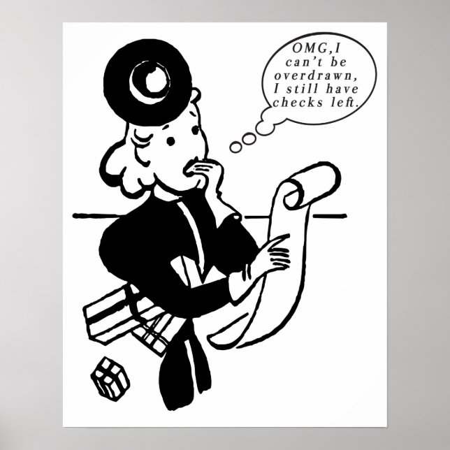 Affiche Magasinez une femme rétro avec une citation financ (Devant)