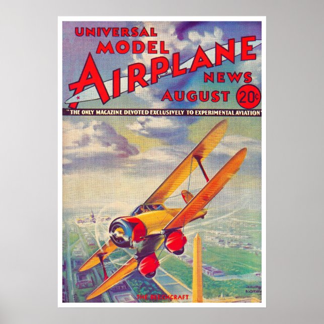 AFFICHE MAGAZINE 1934 : MODEL AIRPLANE NEWS (Devant)