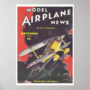 AFFICHE MAGAZINE 1936 : MODEL AIRPLANE NEWS