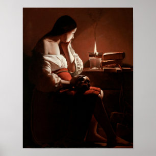 Affiche Magdalene avec la flamme fumante, La Tour