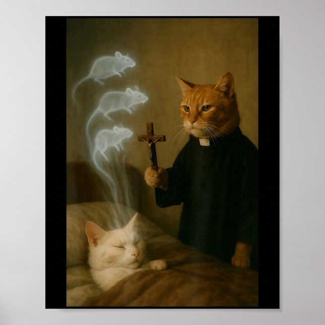 Affiche Mage Cat Meme Cat Exorcism Mouse Funny Fantasy Hum (Devant)
