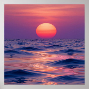 Affiche Magenta et Horizon Indigo Abstrait 💜