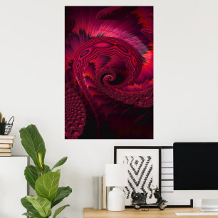 Affiche Magenta Spiral Alien Tentacle Fractal Artwork