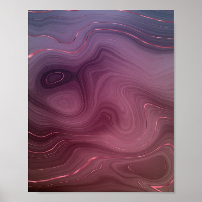 Affiche Magenta Strata | Agate mauve rose et mauve (Devant)