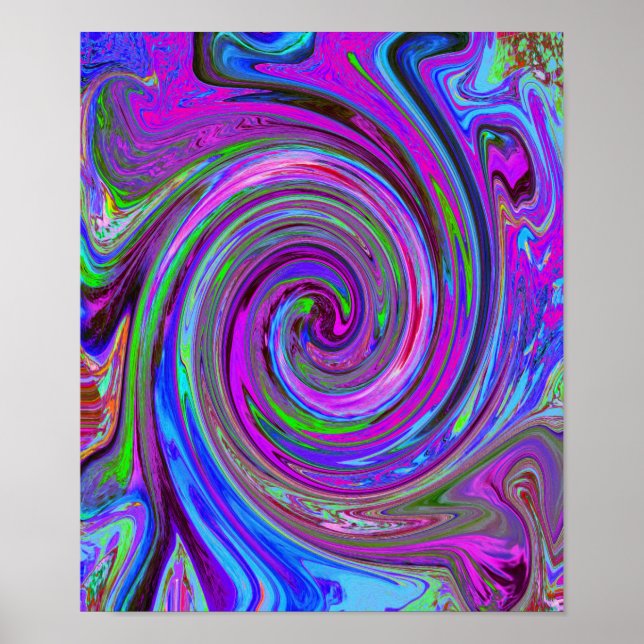 Affiche Magenta Swirl coloré Retro Design abstrait (Devant)