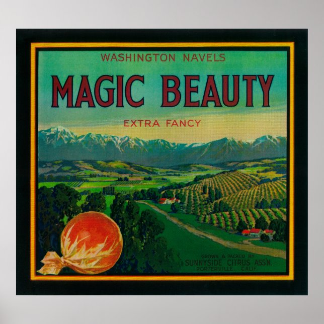 Affiche Magic Beauty Orange LabelPorterville, CA (Devant)