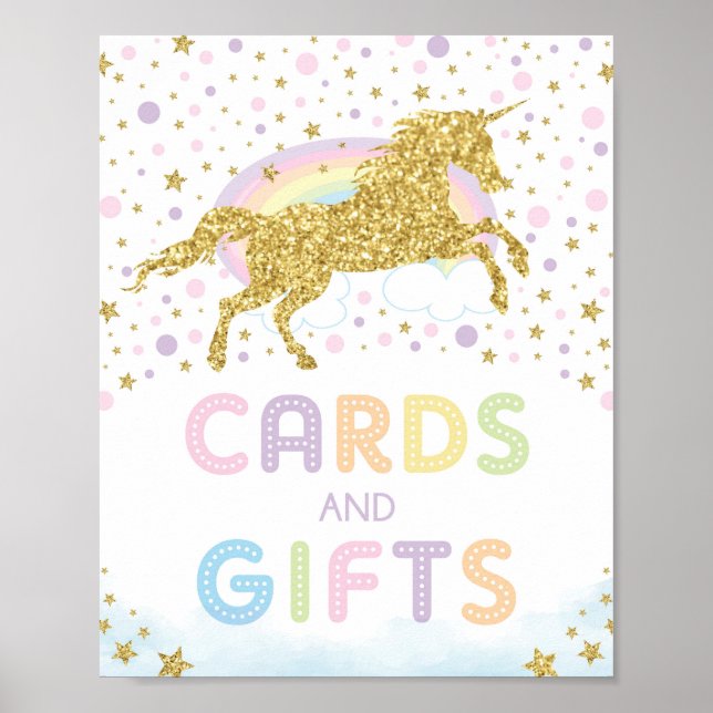 Affiche Magic Gold Unicorn /Cartes & Cadeaux Anniversaire (Devant)