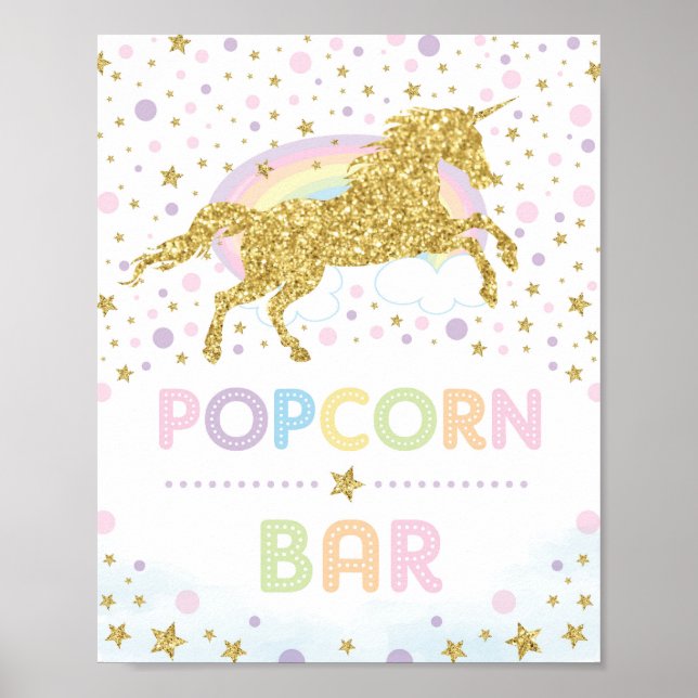 Affiche Magic Gold Unicorn / Popcorn Bar / Rainbow Stars (Devant)