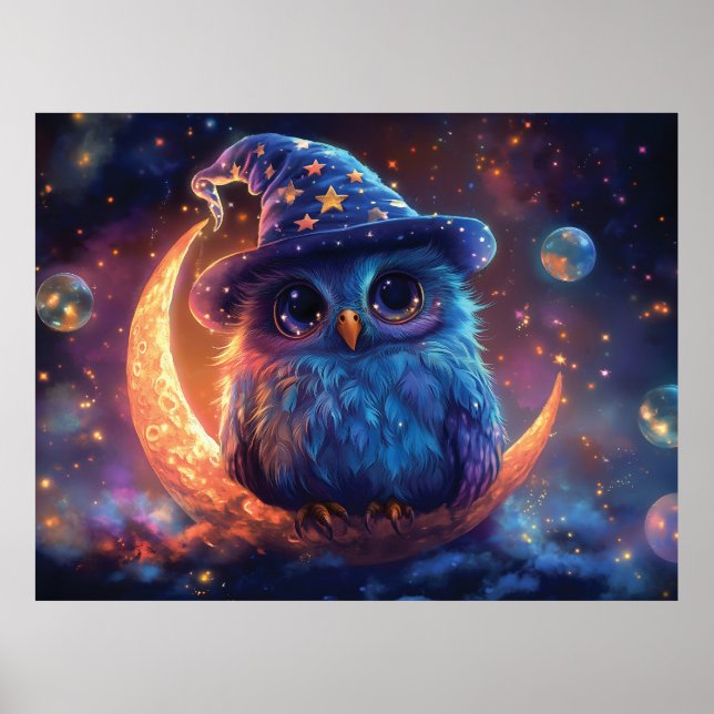Affiche Magic Owl Wizard on the Moon : Magical Imaginaire  (Devant)