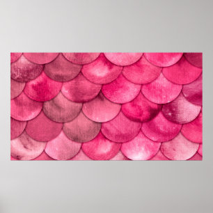Affiche Magic Sirène Couleur rose pâle Échelles Aquarelle