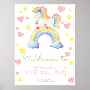 Affiche Magic Unicorn Premier anniversaire Bienvenue