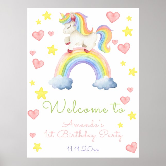 Affiche Magic Unicorn Premier anniversaire Bienvenue (Devant)