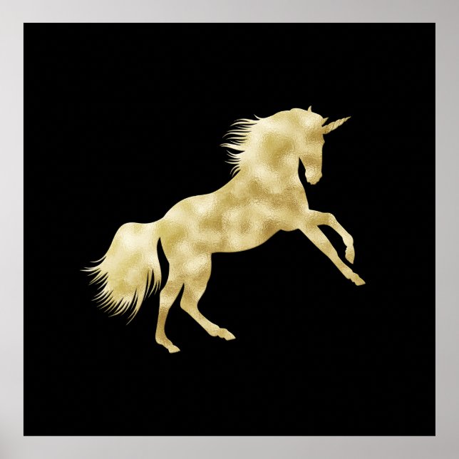 AFFICHE MAGICAL BLACK AND GOLDEN UNICORN  (Devant)