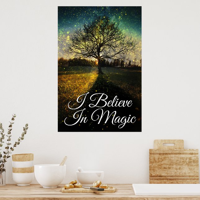 Affiche Magical fireflies dreamy landscape I believe magic (Cuisine)