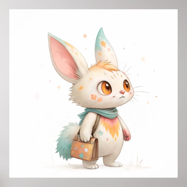 Affiche Magical Paint-Splashed Rabbit-Cat Creature (Devant)