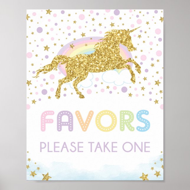 Affiche Magical Rainbow Unicorn / Favoris fête d'anniversa (Devant)