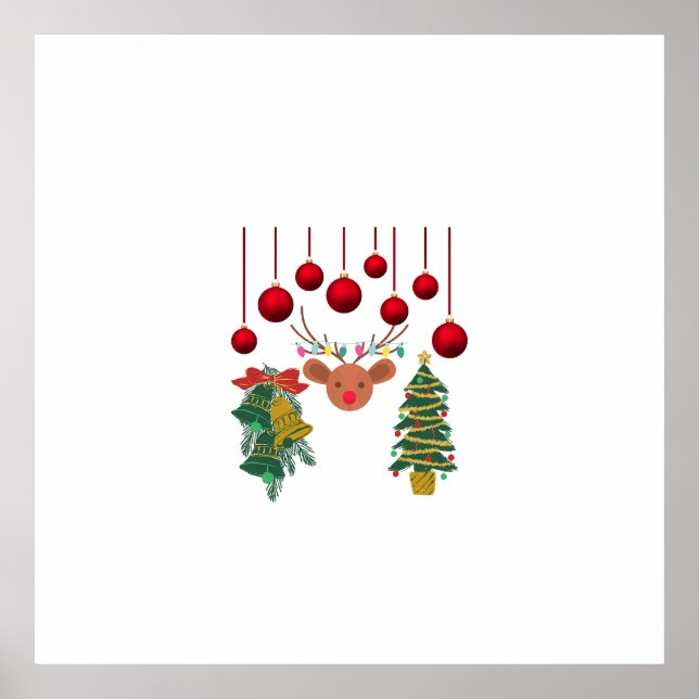Affiche Magical Reindeer Bells and Christmas Tree Design  (Devant)