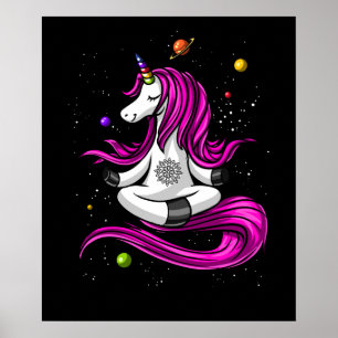 Affiche Magical Unicorn Yoga Zen Space Meditation