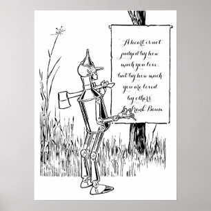 Affiche Magicien d'Oz vintage, Tinman lisant un panneau