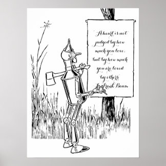 Affiche Magicien d'Oz vintage, Tinman lisant un panneau