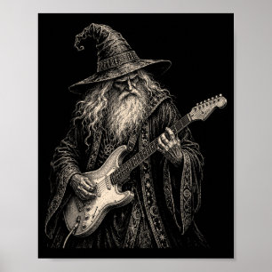 Affiche Magicien drôle jouant de la musique rock à la guit