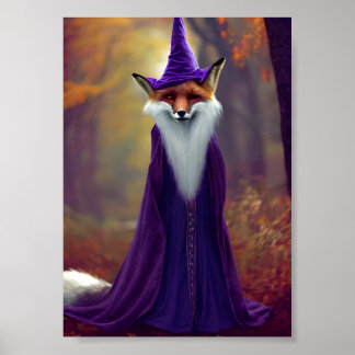 Affiche Magicien majestueux Fox portant une robe de sorciè