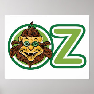 Affiche Magicien vintage de Oz, Lion dans la lettre O