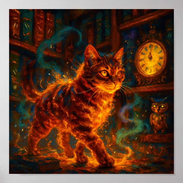 Affiche Magie de Chat de Feu Fantastique (Devant)