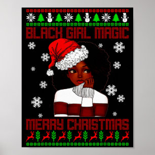 Affiche Magie de fille noire Noël laid Africain Américain