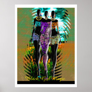 Affiche Magie de la fille noire – Mode en silhouette en mé
