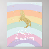 AFFICHE MAGIQUE LICORNE ARC-EN-CIEL
