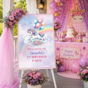 Affiche Magique Licorne Pastel Fille Anniversaire Bienvenu