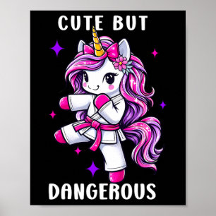 Affiche Magique Mignonne mais dangereuse Unicorn Karate Ta