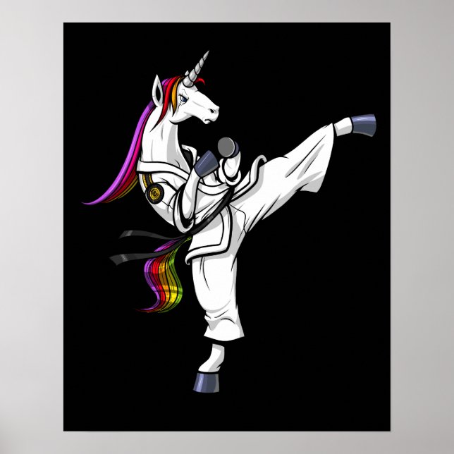 Affiche Magique Unicorne Ninja Karate Funny Martial Arts (Devant)