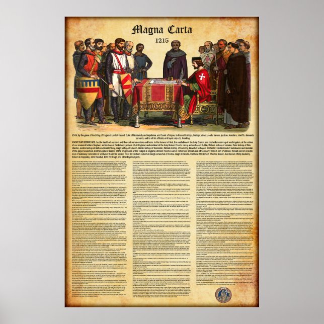 Affiche MAGNA CARTA 1215 - Texte anglais (Devant)