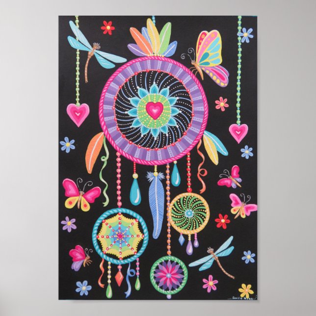 Affiche Magnifique art de Dreamcatcher Mandala par Soozie  (Devant)