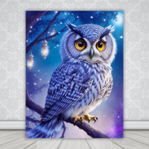 Magnifique Art de l'Owl Magique Bleu Violet
