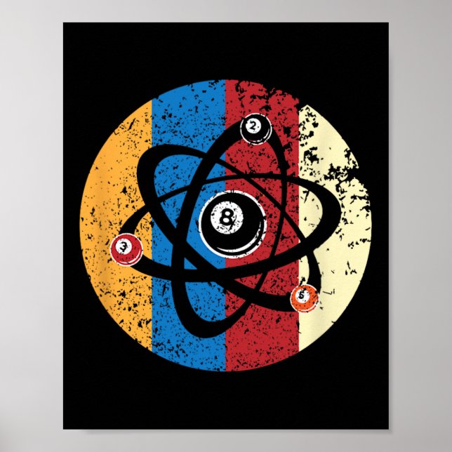 Affiche Magnifique Billard Ball Atom Science Pool Joueur S (Devant)