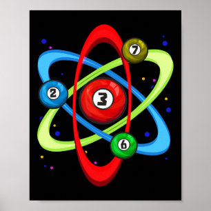 Affiche Magnifique Billard Ball Atom Science Pool Joueur S