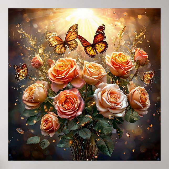 Affiche Magnifique bouquet de roses (Devant)