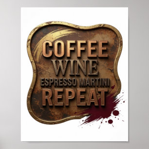 Affiche Magnifique café VIN ESPRESSO MARTINI COCKTAIL OR R