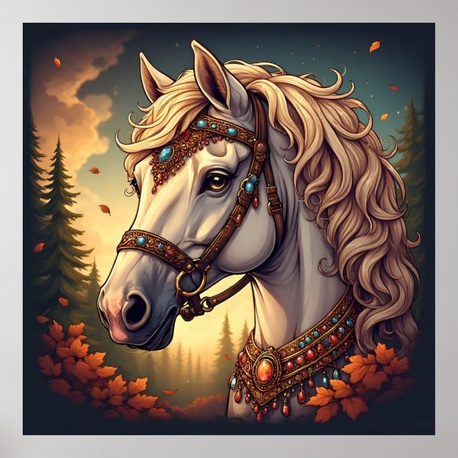 Affiche Magnifique cheval blanc (Devant)