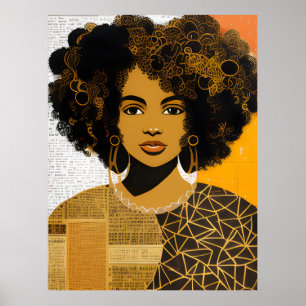 Affiche Magnifique Coiffure frêle Africain Américain Femme