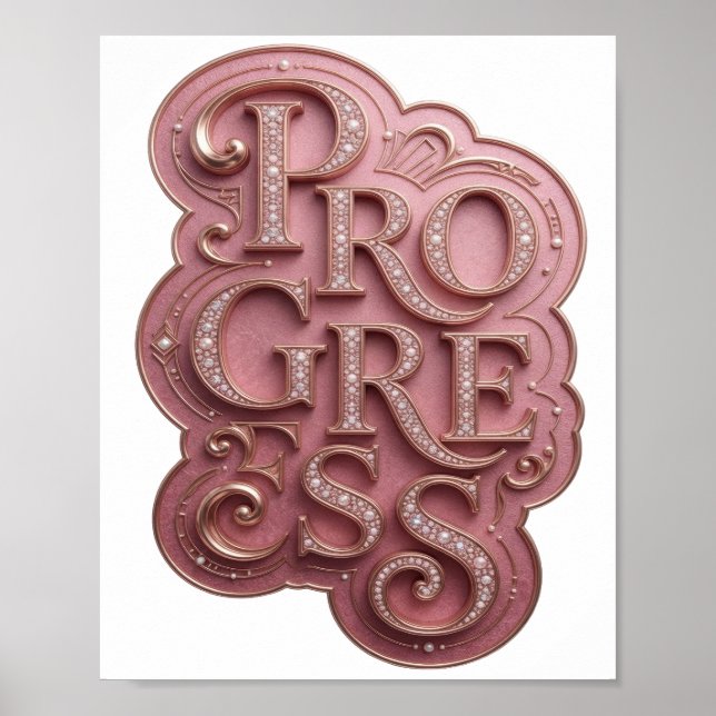 Affiche Magnifique conception de citation PROGRÈS rose (Devant)