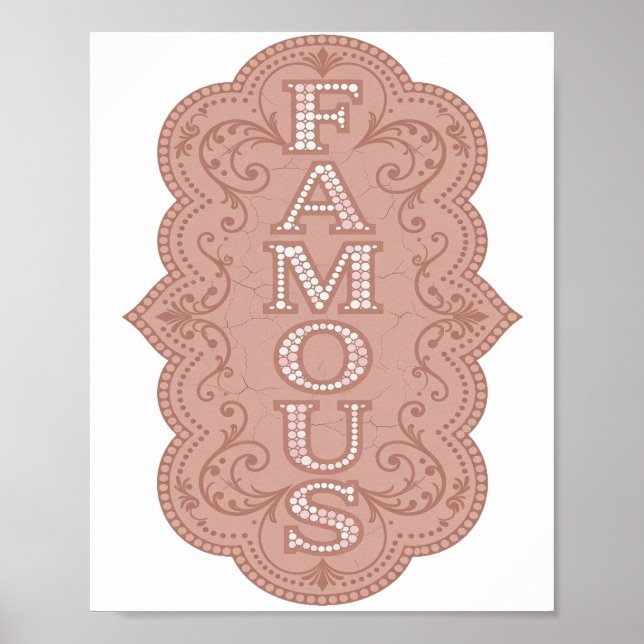Affiche Magnifique conception FAMEUSE rose (Devant)